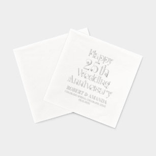 Happy 25th Wedding Anniversary Retro Typography Foil Napkins