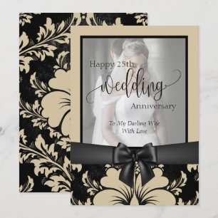 Happy 25th wedding anniversary traditional photo invitation