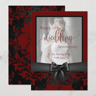 Happy 25th weddings anniversary traditional photo invitation