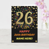Happy 26th Birthday Black & Gold Rainbow Firework