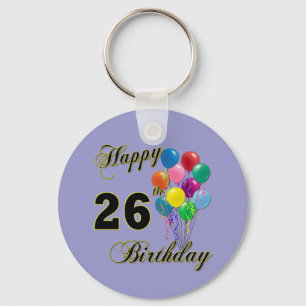 Happy 26th Birthday Gifts with Balloons Keychain