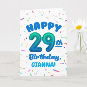 Happy 29th Birthday Card with Custom Name