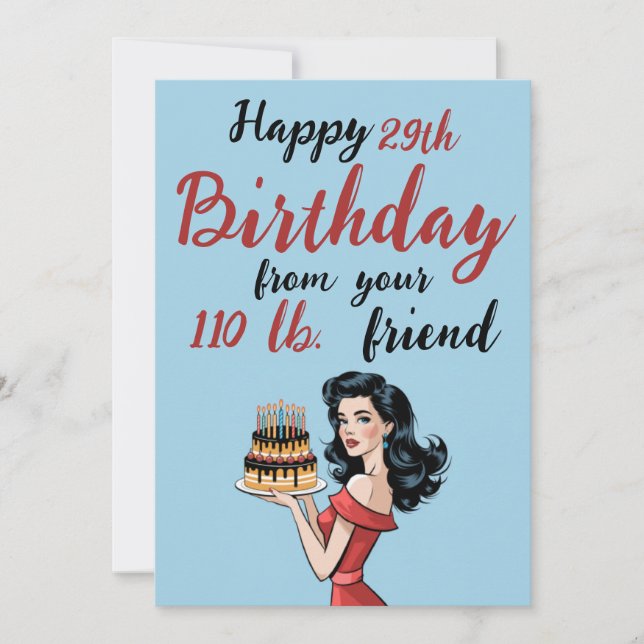 Happy 29th Birthday from Your 110 lb Friend Funny  Invitation (Front)