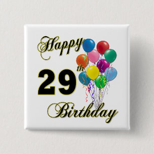 Happy 29th Birthday Gifts with Balloons 2 Inch Square Button