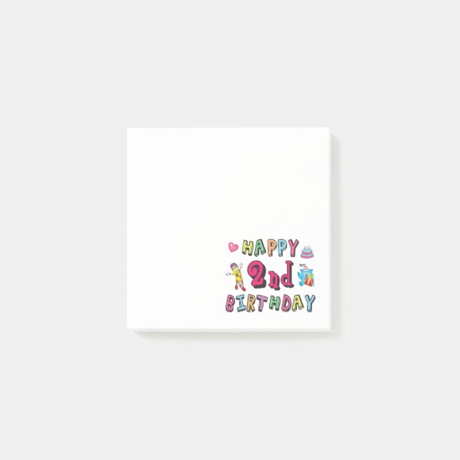Happy 2nd Birthday. 2 year b-day. Post-it Notes (Front)