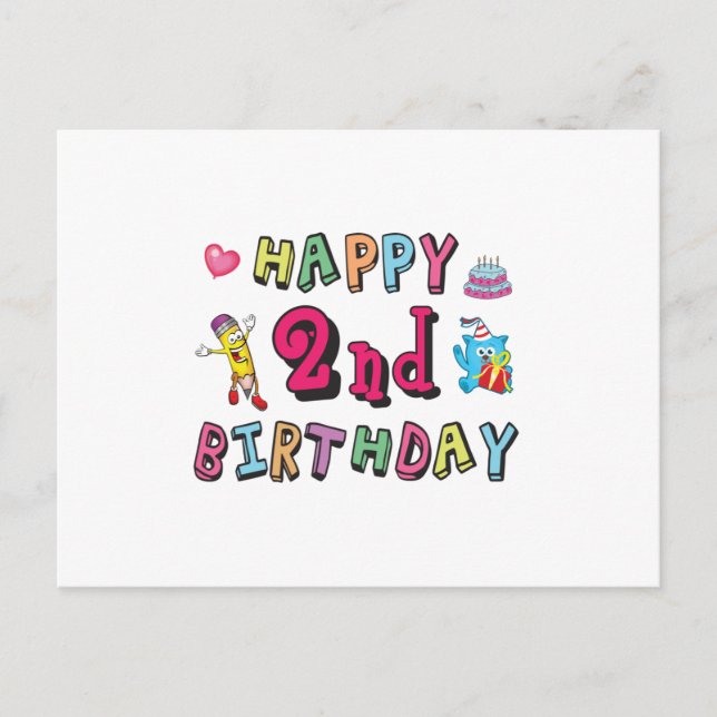 Happy 2nd Birthday 2 year b-day surprise Postcard (Front)