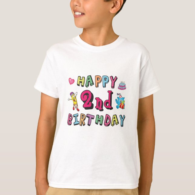 Happy 2nd Birthday 2 year b-day surprise T-Shirt (Front)