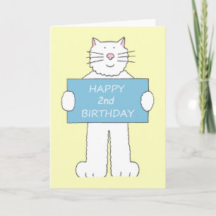 Happy 2nd Birthday Cute Cartoon Cat Card