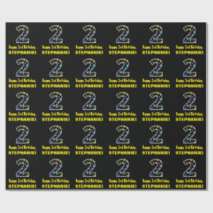 Happy 2nd Birthday, Fun Colourful Stars Pattern 2 Wrapping Paper