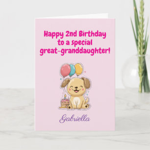 Happy 2nd Birthday Great-Granddaughter, Cute Puppy Card