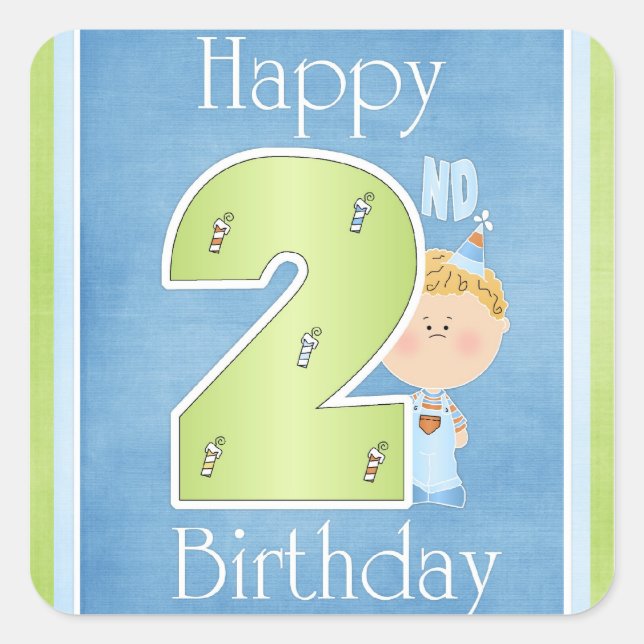 Happy 2nd Birthday Little Boy Stickers (Front)