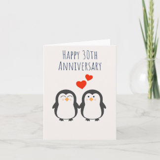 Happy 30th Anniversary- Cute Penguin Couple Card