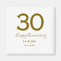 Happy 30th anniversary name date golden bold lette