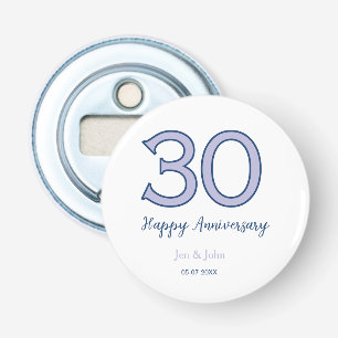Happy 30th anniversary name date purple pastel ret bottle opener