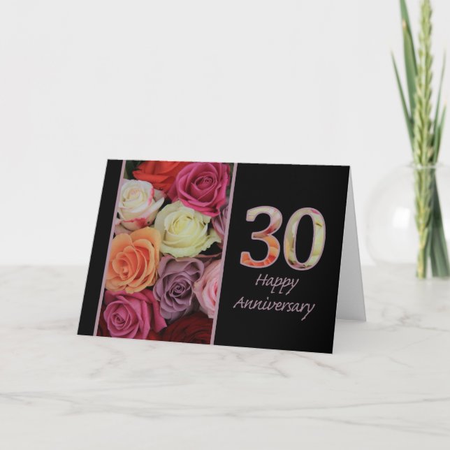 Happy 30th Anniversary roses Card (Front)