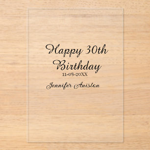 Happy 30th birthday add name date stylish simple acrylic invitations