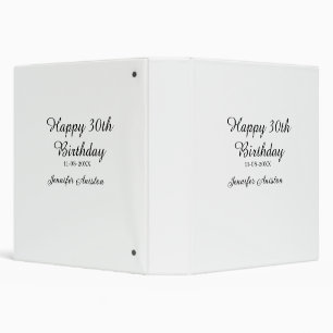 Happy 30th birthday add name date stylish simple binder