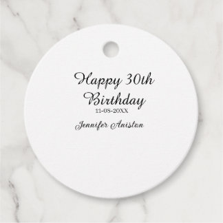 Happy 30th birthday add name date stylish simple  favour tags