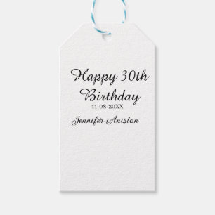 Happy 30th birthday add name date stylish simple gift tags