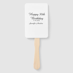 Happy 30th birthday add name date stylish simple hand fan