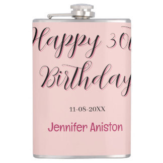 Happy 30th birthday add name date stylish simple  hip flask