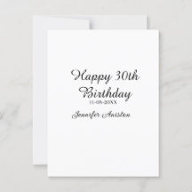 Happy 30th birthday add name date stylish simple 