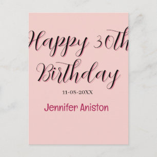 Happy 30th birthday add name date stylish simple postcard