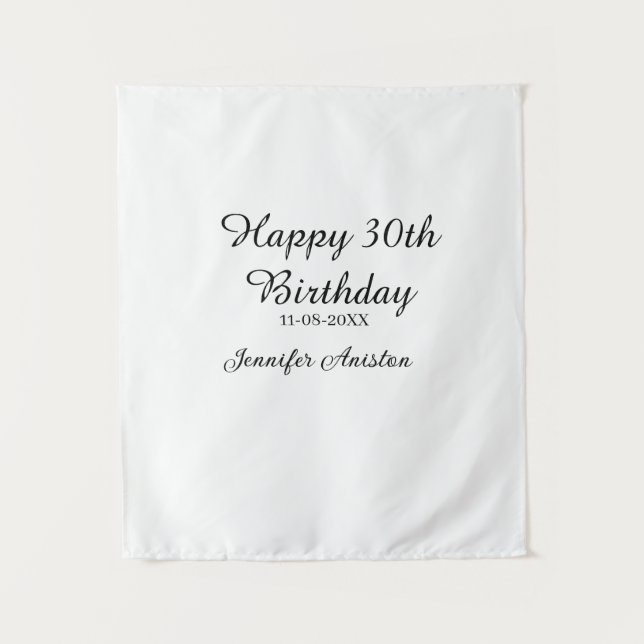 Happy 30th birthday add name date stylish simple  tapestry (Front)