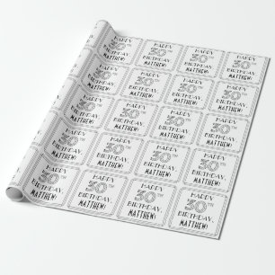 HAPPY 30TH BIRTHDAY; Art Deco Style; Custom Name Wrapping Paper