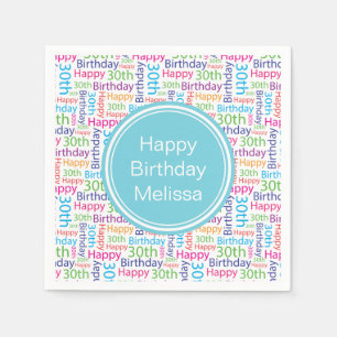 Happy 30th Birthday Custom Name Napkin