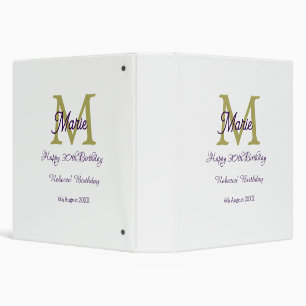 Happy 30th Birthday goldenadd name monogram modern Binder