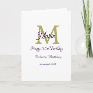 Happy 30th Birthday goldenadd name monogram modern Card