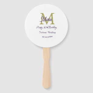 Happy 30th Birthday goldenadd name monogram modern Hand Fan