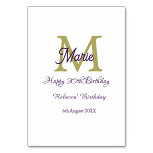Happy 30th Birthday goldenadd name monogram modern Table Number