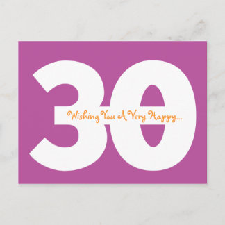 Happy 30th Birthday Milestone Postcards in purple