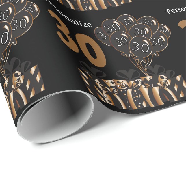 Happy 30th Birthday | Personalize Wrapping Paper (Roll Corner)