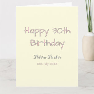 happy 30th birthday pink yellow grey pastel name d card