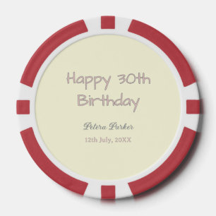 happy 30th birthday pink yellow grey pastel name d poker chips