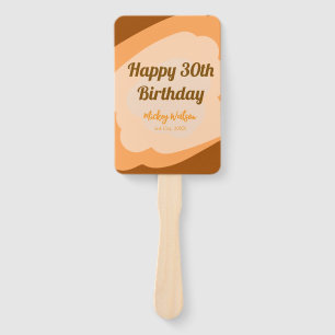 Happy 30th birthday rustic wooden Halloween fall b Hand Fan