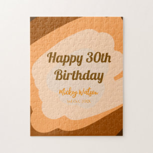 Happy 30th birthday rustic wooden Halloween fall b Jigsaw Puzzle