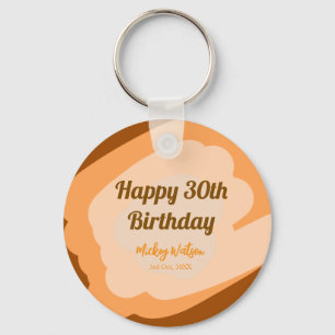 Happy 30th birthday rustic wooden Halloween fall b Keychain