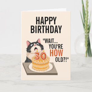 Happy 30th Birthday Tuxedo Cat Kitten Humour  Card