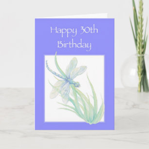Happy 30th Birthday Watercolor Dragonfly Nature Card