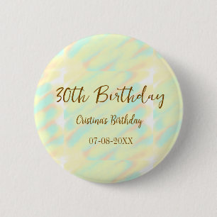 Happy 30th birthday yellow orange watercolor moder 2 inch round button