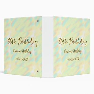 Happy 30th birthday yellow orange watercolor moder binder
