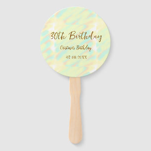 Happy 30th birthday yellow orange watercolor moder hand fan