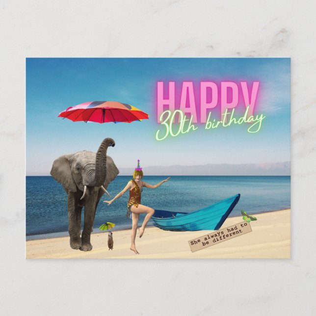Happy 30th Fun & Funky Birthday  Postcard (Front)