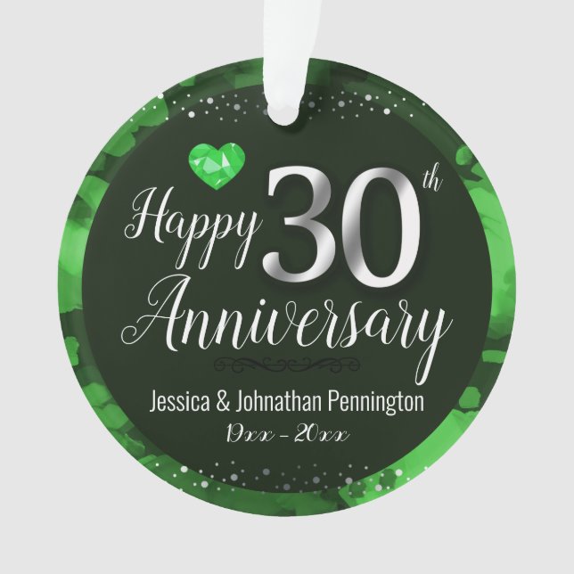 Happy 30th Wedding Anniversary Ornament (Front)