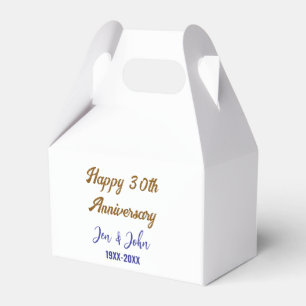 Happy 30th wedding anniversary royal blue golden s favor box