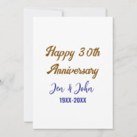 Happy 30th wedding anniversary royal blue golden s